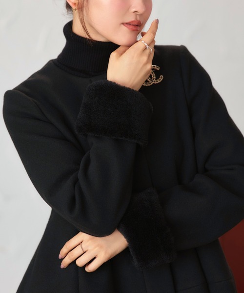 RUIRUE BOUTIQUE（ルイルエブティック）の「ニットメルトン コクーン ペプラム ショートコート ｜ アウター / ウールコート / コート / ショート丈コート / ニットメルトンコート（その他アウター・レディース・グレー/モカ/ブラック・L/M）」の11枚目の写真