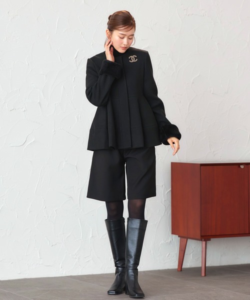 RUIRUE BOUTIQUE（ルイルエブティック）の「ニットメルトン コクーン ペプラム ショートコート ｜ アウター / ウールコート / コート / ショート丈コート / ニットメルトンコート（その他アウター・レディース・グレー/モカ/ブラック・L/M）」の12枚目の写真