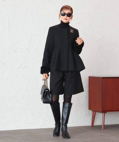 RUIRUE BOUTIQUE（ルイルエブティック）の「ニットメルトン コクーン ペプラム ショートコート ｜ アウター / ウールコート / コート / ショート丈コート / ニットメルトンコート（その他アウター・レディース・グレー/モカ/ブラック・L/M）」の13枚目の写真