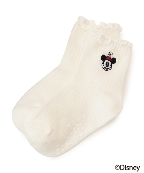 petit main（プティマイン）の「【Disney】ミニー/刺しゅう靴下（ソックス/靴下・キッズ・グレー/オフホワイト/ピンク・11-13cm/L(18-20cm)/M(16-18cm)/S(13-15cm)）」の2枚目の写真
