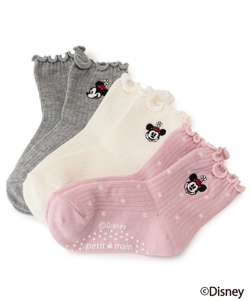 petit main（プティマイン）の「【Disney】ミニー/刺しゅう靴下（ソックス/靴下・キッズ・グレー/オフホワイト/ピンク・11-13cm/L(18-20cm)/M(16-18cm)/S(13-15cm)）」の7枚目の写真