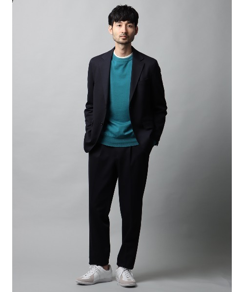 SUIT SQUARE（スーツスクエア）の「クルーネックニット 長袖 メリノウール天竺 無地（ニット/セーター・メンズ・グレー系/ブラウン系/ブルー系・S/M/L/LL）」の10枚目の写真