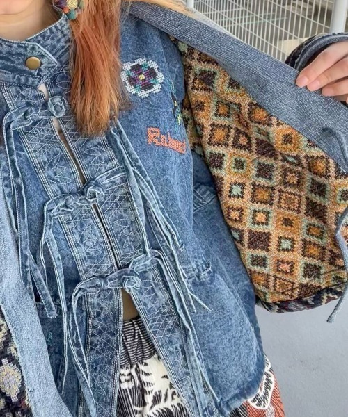 チャイハネ(チャイハネ)の「【チャイハネ】ディルバル チャイナボタンシャツ(シャツ/ブラウス・レディース・ライトブルー/ダークブルー・FREE)」の7枚目の写真