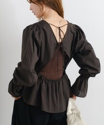 Kastane | 【無地&チェック】B カットアウトペプラムブラウス(シャツ/ブラウス)