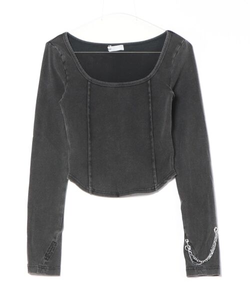 DURAS(デュラス)の「メタルパーツデザインカットソー(Tシャツ/カットソー・レディース・ピンク/ブラウン/ブラック・FREE)」の5枚目の写真