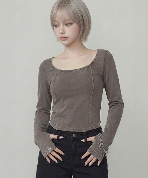 DURAS(デュラス)の「メタルパーツデザインカットソー(Tシャツ/カットソー・レディース・ピンク/ブラウン/ブラック・FREE)」の16枚目の写真