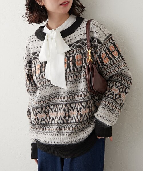 continuer de NICE CLAUP(コンティニューデナイスクラップ)の「【NUNIFE】超起毛チロリアンニット(ニット/セーター・レディース・ブラック/ダークブラウン/ベージュ・FREE)」の1枚目の写真