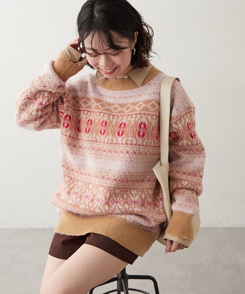 continuer de NICE CLAUP(コンティニューデナイスクラップ)の「【NUNIFE】超起毛チロリアンニット(ニット/セーター・レディース・ブラック/ダークブラウン/ベージュ・FREE)」の16枚目の写真