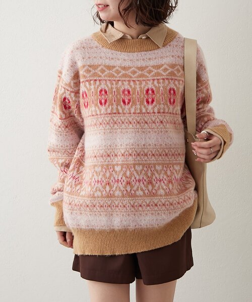 continuer de NICE CLAUP(コンティニューデナイスクラップ)の「【NUNIFE】超起毛チロリアンニット(ニット/セーター・レディース・ブラック/ダークブラウン/ベージュ・FREE)」の14枚目の写真