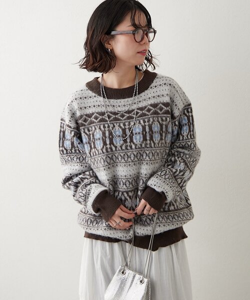 continuer de NICE CLAUP(コンティニューデナイスクラップ)の「【NUNIFE】超起毛チロリアンニット(ニット/セーター・レディース・ブラック/ダークブラウン/ベージュ・FREE)」の8枚目の写真