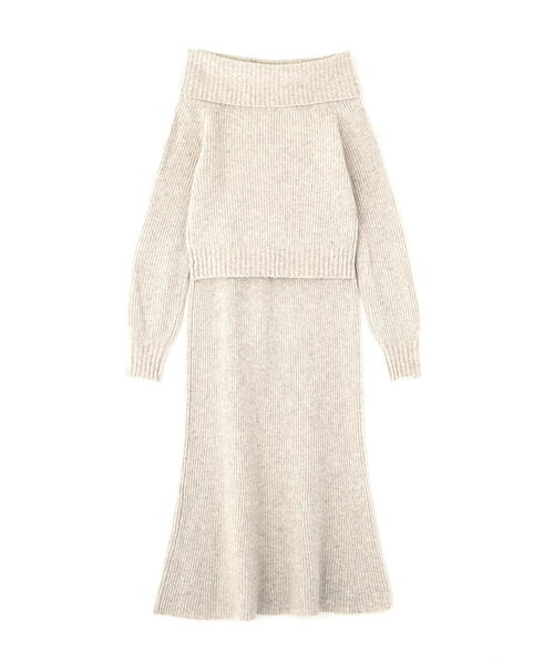 FREE'S MART（フリーズマート）の「◆オフショルニットマーメイドスカートセットアップ（ワンピース・レディース・ベージュ/ブラウン/グレー・SMALL/MEDIUM）」の19枚目の写真