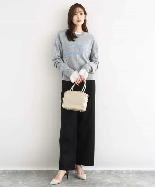 MK ミッシェルクラン（MK MICHEL  ）/【前後2way/洗える】ロゴ入りウール混ニット MK MICHEL KLEIN（エムケーミッシェルクラン）の「ロゴ入りウール混