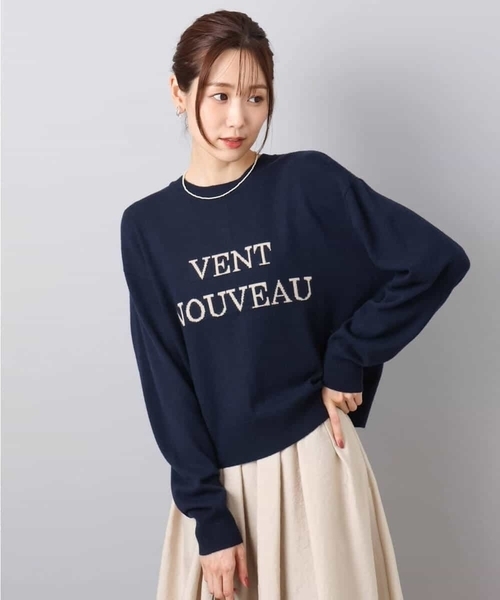 MK ミッシェルクラン（MK MICHEL  ）/【前後2way/洗える】ロゴ入りウール混ニット MK MICHEL KLEIN（エムケーミッシェルクラン）の「ロゴ入りウール混