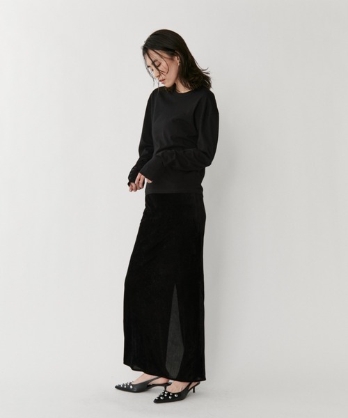 VION(ヴィオン)の「クルーネックシアーロングスリーブティー / Crewneck Sheer Long Sleeve TEE(Tシャツ/カットソー・レディース・ホワイト/ブルー/ブラック・FREE)」の6枚目の写真