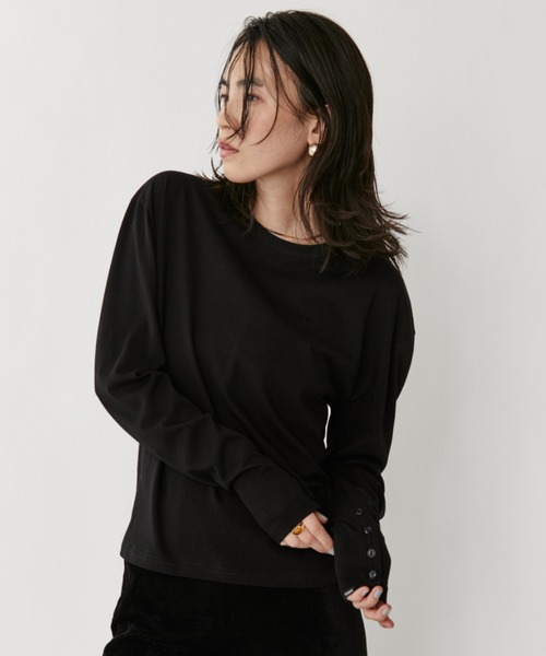 VION(ヴィオン)の「クルーネックシアーロングスリーブティー / Crewneck Sheer Long Sleeve TEE(Tシャツ/カットソー・レディース・ホワイト/ブルー/ブラック・FREE)」の4枚目の写真