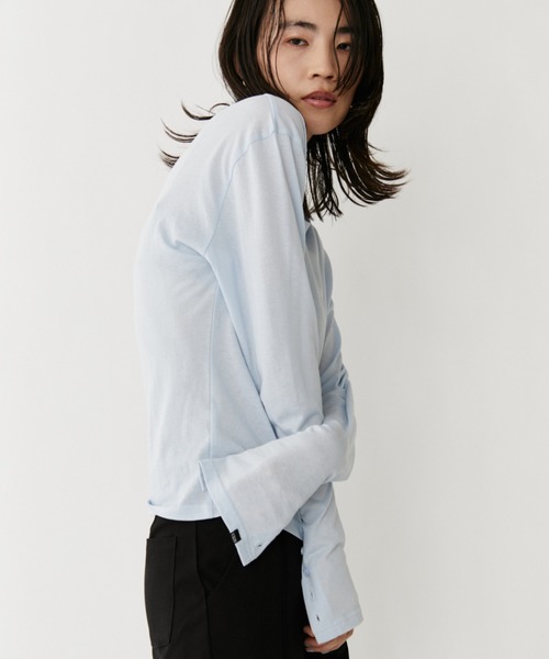 VION(ヴィオン)の「クルーネックシアーロングスリーブティー / Crewneck Sheer Long Sleeve TEE(Tシャツ/カットソー・レディース・ホワイト/ブルー/ブラック・FREE)」の15枚目の写真