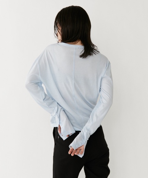 VION(ヴィオン)の「クルーネックシアーロングスリーブティー / Crewneck Sheer Long Sleeve TEE(Tシャツ/カットソー・レディース・ホワイト/ブルー/ブラック・FREE)」の17枚目の写真