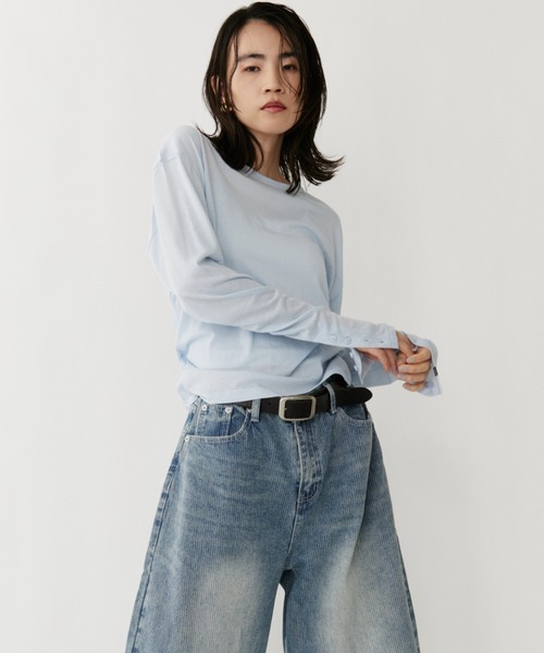 VION(ヴィオン)の「クルーネックシアーロングスリーブティー / Crewneck Sheer Long Sleeve TEE(Tシャツ/カットソー・レディース・ホワイト/ブルー/ブラック・FREE)」の13枚目の写真