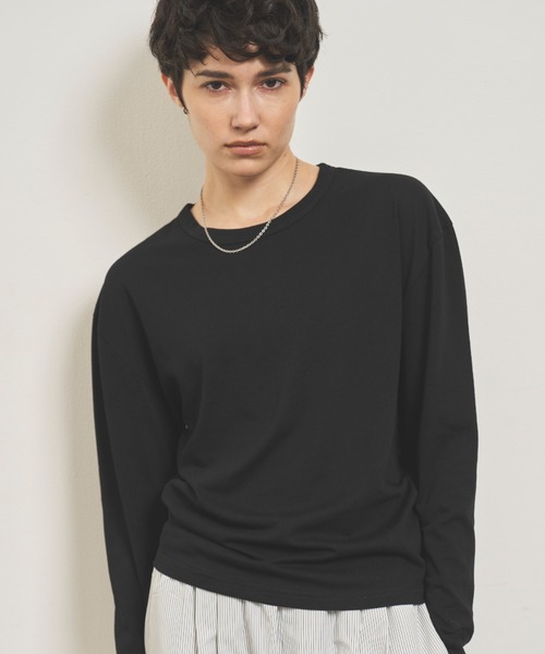VION(ヴィオン)の「クルーネックシアーロングスリーブティー / Crewneck Sheer Long Sleeve TEE(Tシャツ/カットソー・レディース・ホワイト/ブルー/ブラック・FREE)」の7枚目の写真