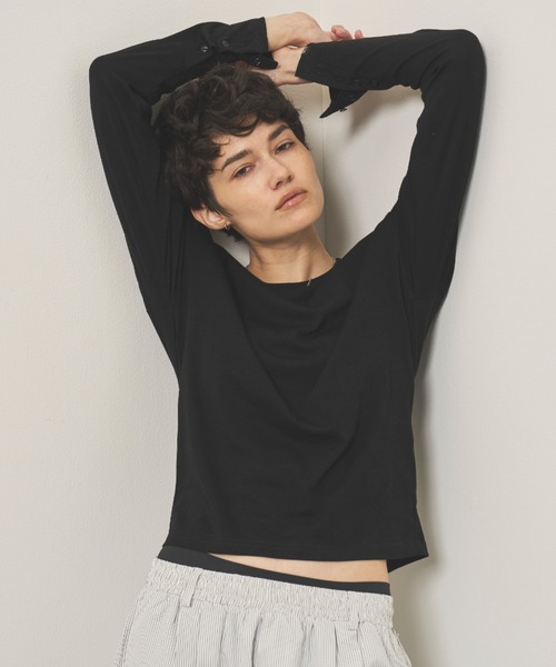 VION(ヴィオン)の「クルーネックシアーロングスリーブティー / Crewneck Sheer Long Sleeve TEE(Tシャツ/カットソー・レディース・ホワイト/ブルー/ブラック・FREE)」の10枚目の写真