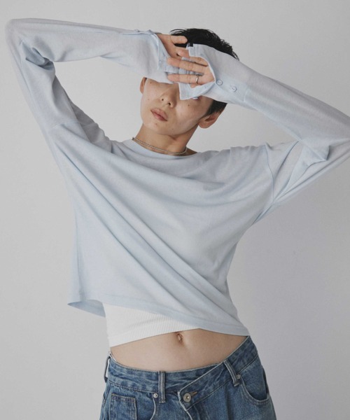 VION(ヴィオン)の「クルーネックシアーロングスリーブティー / Crewneck Sheer Long Sleeve TEE(Tシャツ/カットソー・レディース・ホワイト/ブルー/ブラック・FREE)」の18枚目の写真