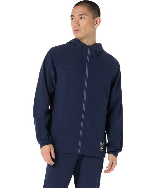 ASICS(アシックス)の「アシックス ASICS はっ水ストレッチウーブンフーディー(ジャージ・メンズ・ネイビー/ブラック・LL/M/L)」の1枚目の写真