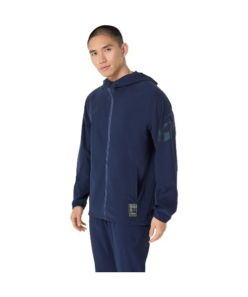 ASICS(アシックス)の「アシックス ASICS はっ水ストレッチウーブンフーディー(ジャージ・メンズ・ネイビー/ブラック・LL/M/L)」の3枚目の写真