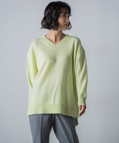 SHEER FRILL V NECK KNIT TOP（ニット/セーター）｜Ameri（アメリ）の