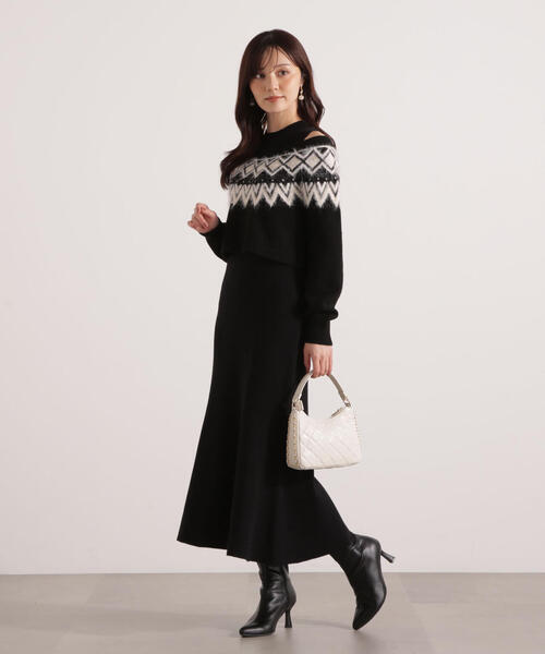 PROPORTION BODY DRESSING(プロポーションボディドレッシング)の「ノルディックニットSET UPワンピース / 1215240106(ワンピース・レディース・ダークグレー/ベージュ/ブラック・MEDIUM/P/S)」の6枚目の写真