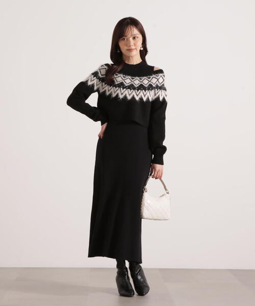 PROPORTION BODY DRESSING(プロポーションボディドレッシング)の「ノルディックニットSET UPワンピース / 1215240106(ワンピース・レディース・ダークグレー/ベージュ/ブラック・MEDIUM/P/S)」の7枚目の写真