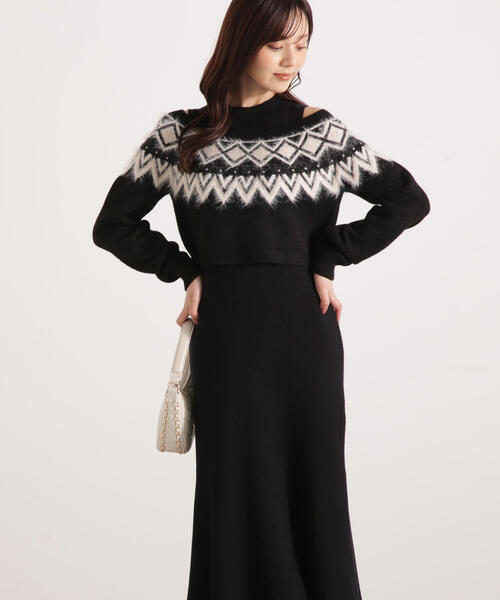 PROPORTION BODY DRESSING(プロポーションボディドレッシング)の「ノルディックニットSET UPワンピース / 1215240106(ワンピース・レディース・ダークグレー/ベージュ/ブラック・MEDIUM/P/S)」の9枚目の写真