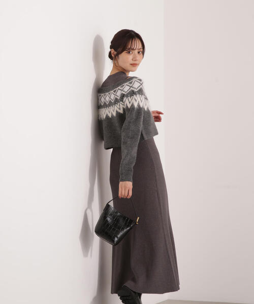 PROPORTION BODY DRESSING(プロポーションボディドレッシング)の「ノルディックニットSET UPワンピース / 1215240106(ワンピース・レディース・ダークグレー/ベージュ/ブラック・MEDIUM/P/S)」の15枚目の写真