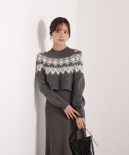 PROPORTION BODY DRESSING(プロポーションボディドレッシング)の「ノルディックニットSET UPワンピース / 1215240106(ワンピース・レディース・ダークグレー/ベージュ/ブラック・MEDIUM/P/S)」の16枚目の写真