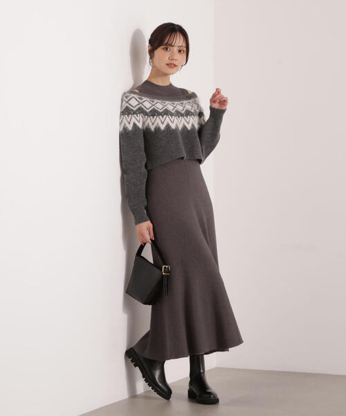 セール】【加藤栞さん着用】ノルディックニットSET UPワンピース