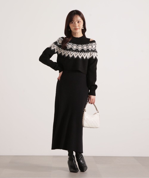 PROPORTION BODY DRESSING(プロポーションボディドレッシング)の「ノルディックニットSET UPワンピース / 1215240106(ワンピース・レディース・ダークグレー/ベージュ/ブラック・MEDIUM/P/S)」の1枚目の写真