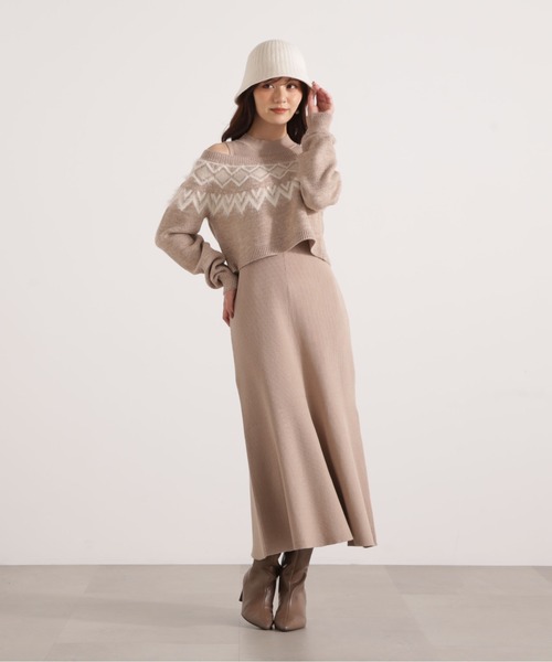 PROPORTION BODY DRESSING(プロポーションボディドレッシング)の「ノルディックニットSET UPワンピース / 1215240106(ワンピース・レディース・ダークグレー/ベージュ/ブラック・MEDIUM/P/S)」の4枚目の写真