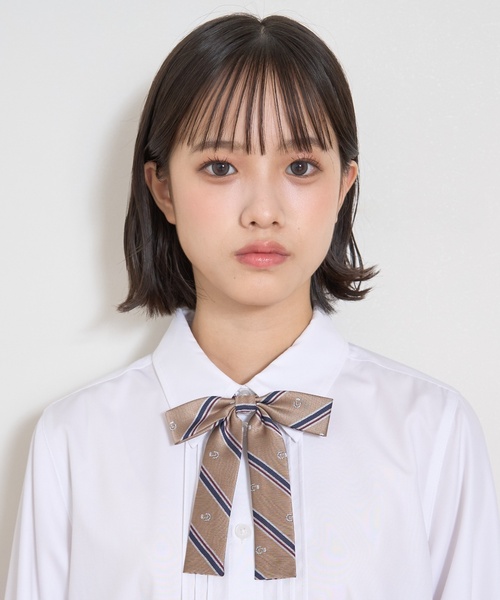 LOVETOXIC（ラブトキシック）の「【卒服・セレモニー】レジメンタル柄細リボンタイ（その他小物・キッズ・ブラック/アイボリー/モスグリーン/エンジ/ネイビー/ベージュ・F）」の3枚目の写真