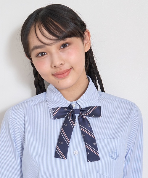 LOVETOXIC（ラブトキシック）の「【卒服・セレモニー】レジメンタル柄細リボンタイ（その他小物・キッズ・ブラック/アイボリー/モスグリーン/エンジ/ネイビー/ベージュ・F）」の5枚目の写真