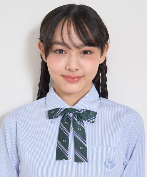 LOVETOXIC（ラブトキシック）の「【卒服・セレモニー】レジメンタル柄細リボンタイ（その他小物・キッズ・ブラック/アイボリー/モスグリーン/エンジ/ネイビー/ベージュ・F）」の4枚目の写真