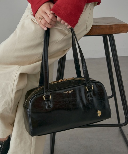 U.S. POLO ASSN.（ユーエスポロアッスン）の「【U.S. POLO ASSN.】≪別注≫ スクエアボストンバッグ（ボストンバッグ・レディース・バーガンディー/ブラック/アイボリー・FREE）」の14枚目の写真