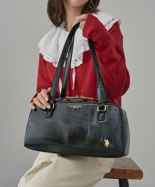 U.S. POLO ASSN.（ユーエスポロアッスン）の「【U.S. POLO ASSN.】≪別注≫ スクエアボストンバッグ（ボストンバッグ・レディース・バーガンディー/ブラック/アイボリー・FREE）」の12枚目の写真