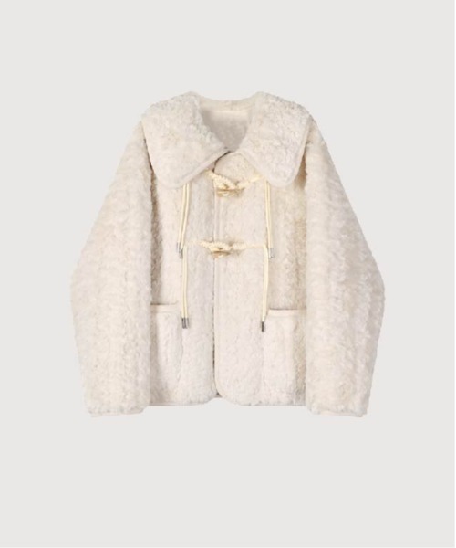 LA POMME petit(ラポミ・プチ)の「Cute Faux Fur Toggle Coat(ムートンコート・レディース・アイボリー/ベージュ・MEDIUM/SMALL)」の1枚目の写真