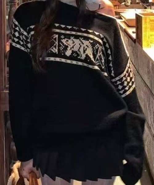 ViViDAY（ビビデー）の「ノルディック柄ニットプルオーバー（ニット/セーター・レディース・ブラック・M）」の8枚目の写真