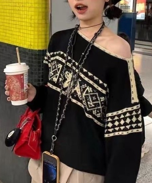 ViViDAY（ビビデー）の「ノルディック柄ニットプルオーバー（ニット/セーター・レディース・ブラック・M）」の14枚目の写真