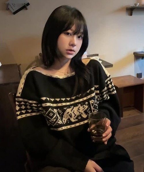 ViViDAY（ビビデー）の「ノルディック柄ニットプルオーバー（ニット/セーター・レディース・ブラック・M）」の17枚目の写真