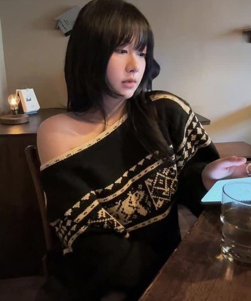 ViViDAY（ビビデー）の「ノルディック柄ニットプルオーバー（ニット/セーター・レディース・ブラック・M）」の15枚目の写真