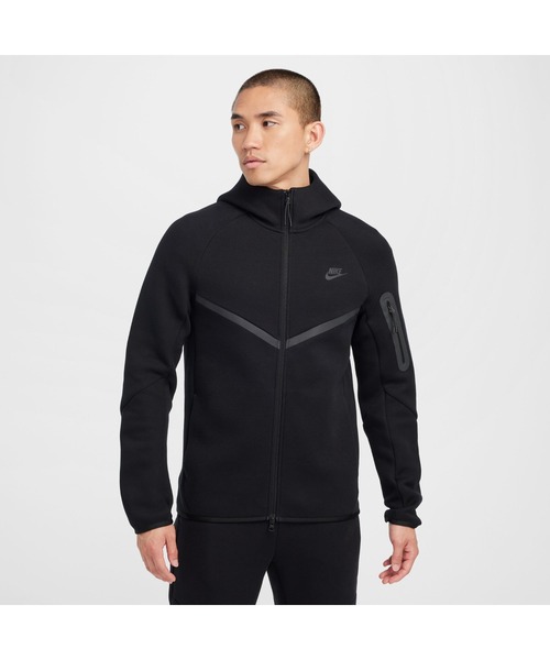 NIKE(ナイキ)の「NIKE/ナイキ AS M TCH FLC FZ WR HOODIE(パーカー・メンズ・ブラック/グレー・S/M/L/XL)」の1枚目の写真