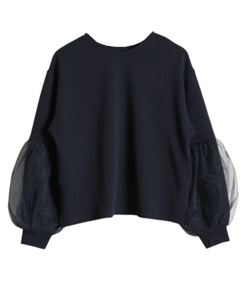 CLOVER DEPOT(クローバーデポ)の「袖チュール2WAYトップス(CLOVER DEPOT)(Tシャツ/カットソー・レディース・ブラック/アイボリー・FREE)」の9枚目の写真