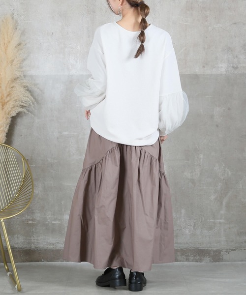 CLOVER DEPOT(クローバーデポ)の「袖チュール2WAYトップス(CLOVER DEPOT)(Tシャツ/カットソー・レディース・ブラック/アイボリー・FREE)」の15枚目の写真