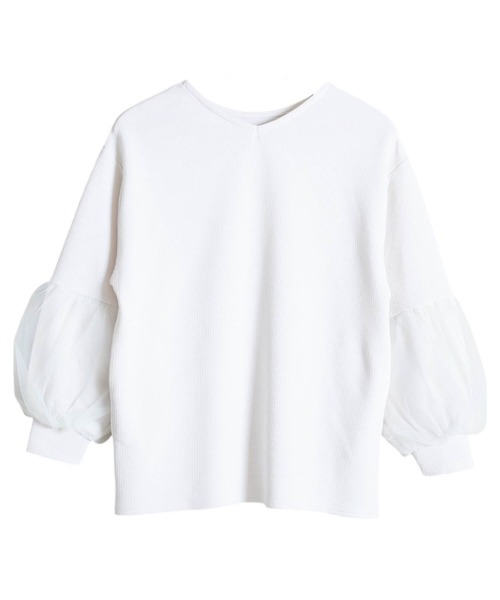 CLOVER DEPOT(クローバーデポ)の「袖チュール2WAYトップス(CLOVER DEPOT)(Tシャツ/カットソー・レディース・ブラック/アイボリー・FREE)」の16枚目の写真